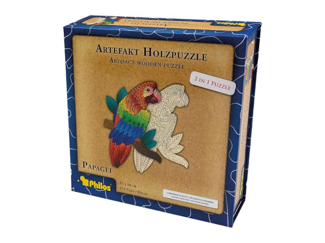 Artefakt Holzpuzzle 2 in 1 Papagei, 172 Teile