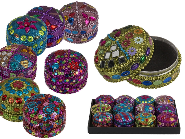 Bunte Schmuckdosen, ca 4,5cm
