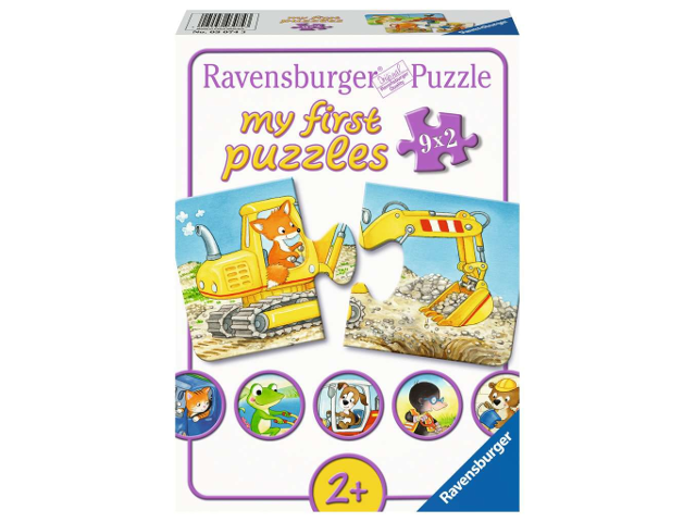 Puzzle 9x2 Teile Tierische Baustelle