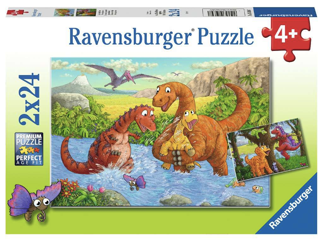 Puzzle 2x24 Teile Spielende Dinos