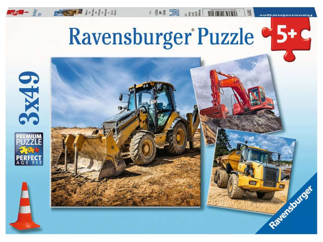 Puzzle 3x49 Teile Baufahrzeuge im Einsatz