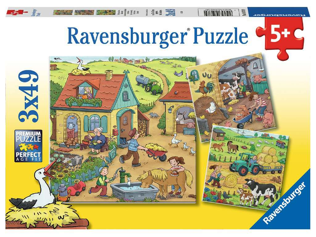 Puzzle 3x49 Teile Viel los auf dem Bauernhof