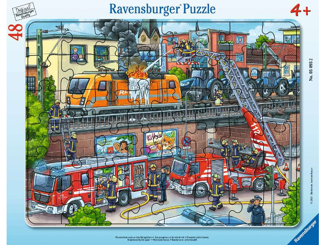 Puzzle 48 Teile Feuerwehreinsatz an den Bahngleisen