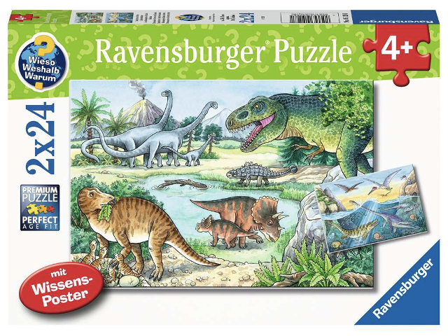 Puzzle 2x24 Teile Saurier und ihre Lebensr.