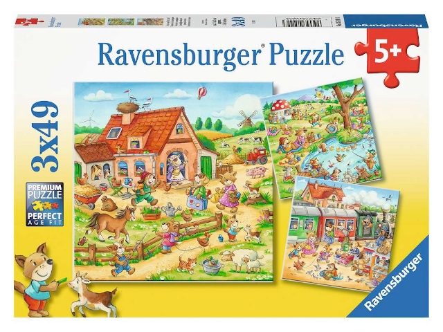 Puzzle 3x49 Teile Ferien auf dem Land