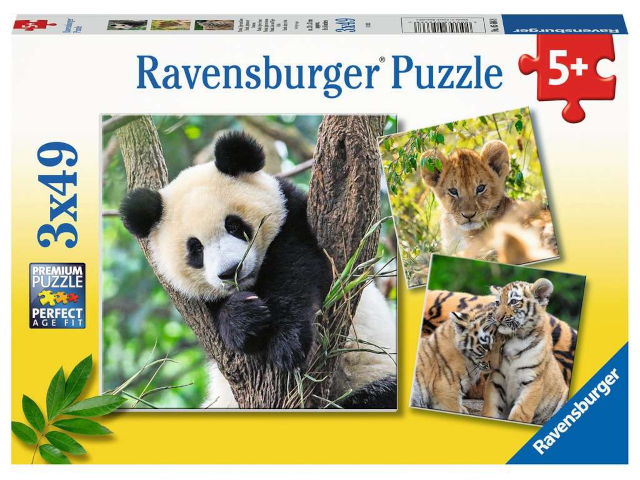Panda, Tiger und Löwe 3x49 Teile