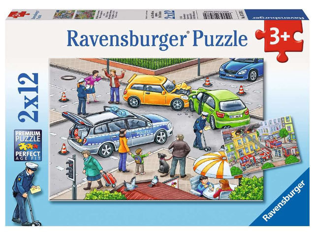 Puzzle 2x12 Teile Mit Blaulicht unterwegs