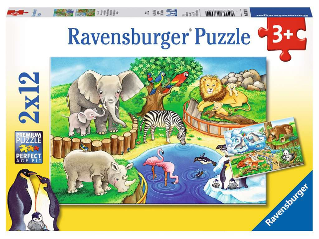 Puzzle 2x12 Teile Tiere im Zoo