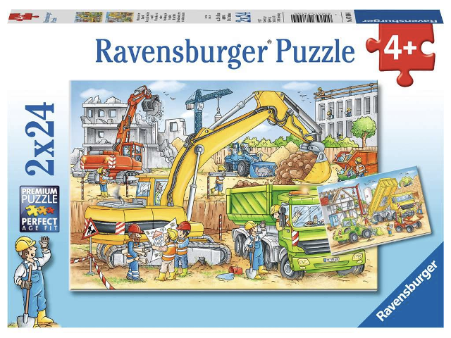 Puzzle 2x24 Teile Viel zu tun auf der Baust.