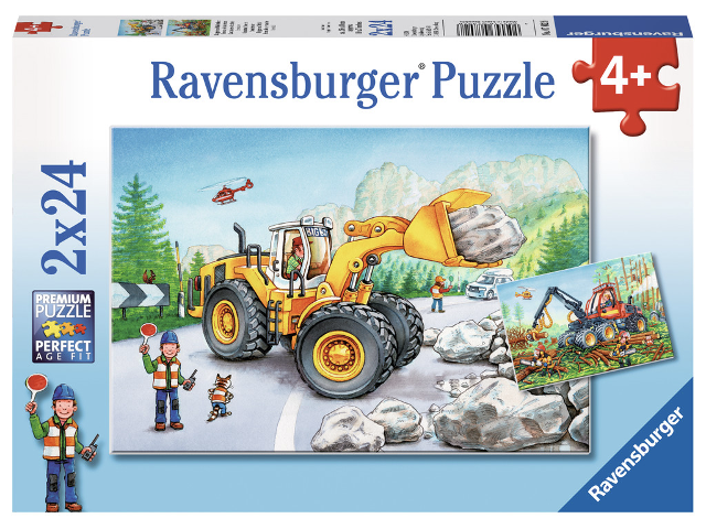 Puzzle 2x24 Teile Bagger und Waldtraktor