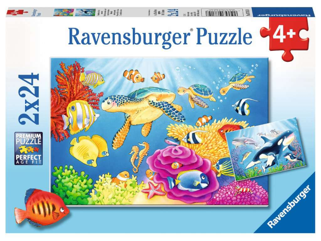 Puzzle 2x24 Teile Kunterbunte Unterwasserw. .