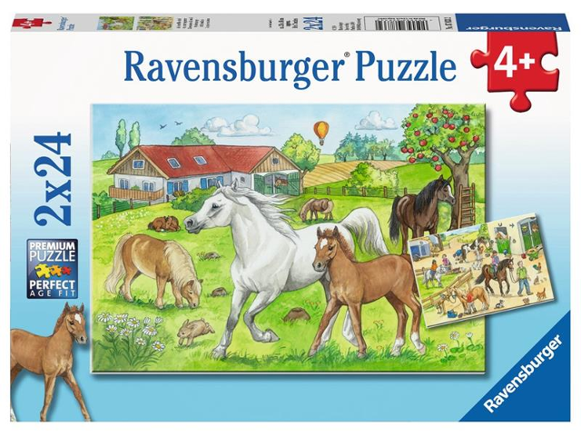 Puzzle 2x24 Teile Auf dem Pferdehof .