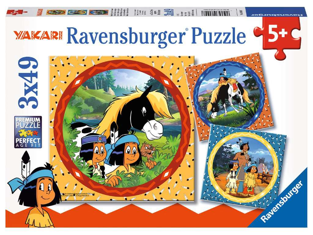 Puzzle 3x49 Teile Yakari, der tapfere Indianer