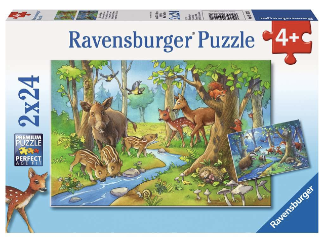 Puzzle 2x24 Teile Tiere des Waldes
