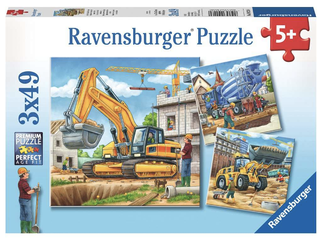 Puzzle 3x49 Teile Grosse Baufahrzeuge