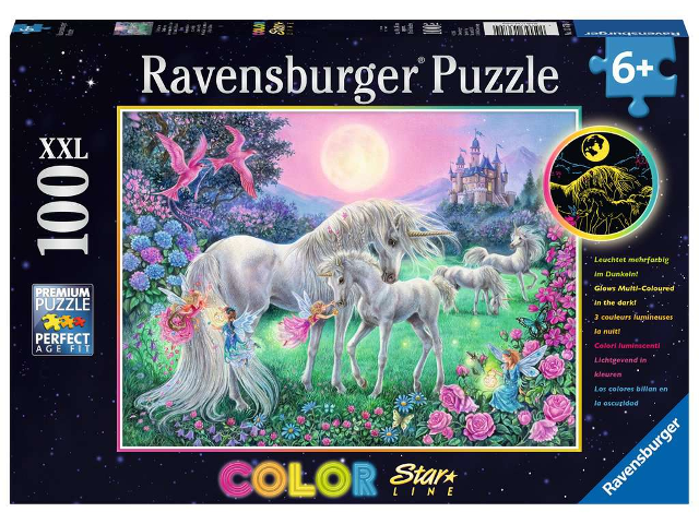 Puzzle 100 Teile Einhörner im Mondschein