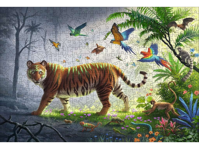 Holzpuzzle 500 Teile - Tiger im Dschungel - 0