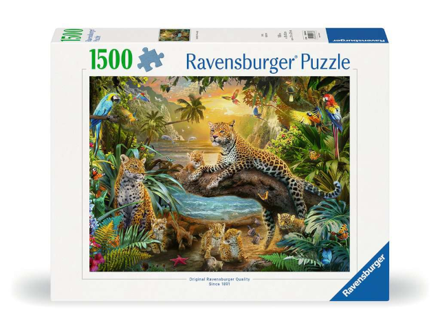 Puzzle 1500 Teile: Leopardenfamilie im Dschungel