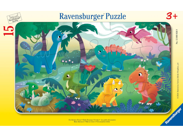Rahmenpuzzle 15 Teile: Die kleinen Dinos