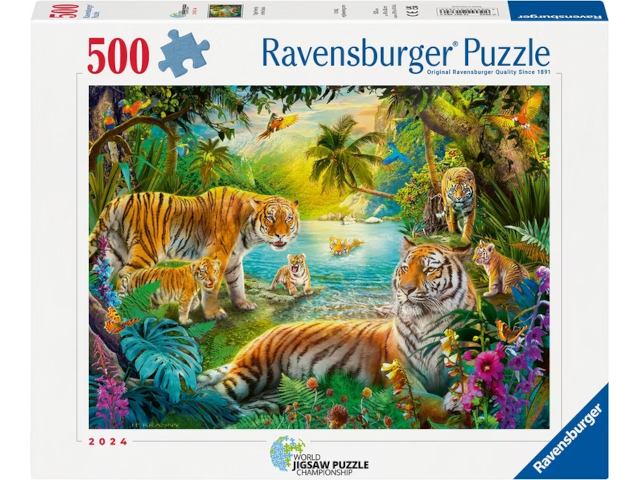 Puzzle 500 Teile: Tiger Family in the Oasis