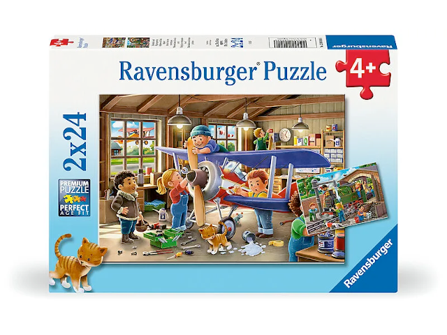 Puzzle 2x24 Teile: Eisenbahn- und Flugzeugservice