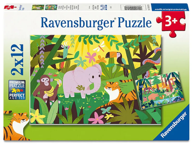 Puzzle 2x12 Teile: Freundliche Tierfreunde