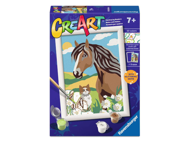 CreArt - Malen nach Zahlen - Horse and Kitty