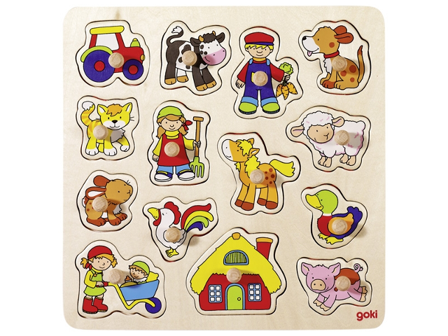 Steckpuzzle Hahn, Schwein
