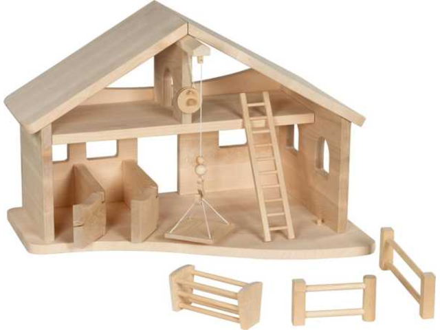 Stall mit Seilwinde, montiert (ohne Figuren, Dekoration)