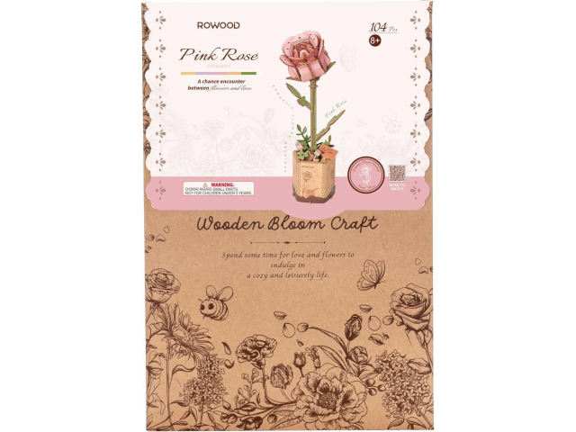 Holzbausatz Rose rosa
