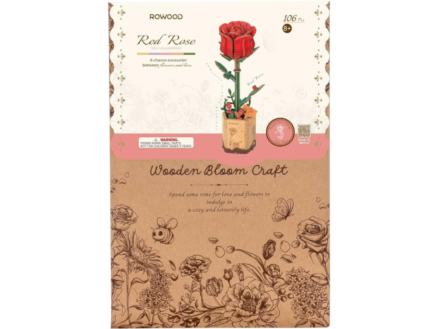 Holzbausatz Rose rot