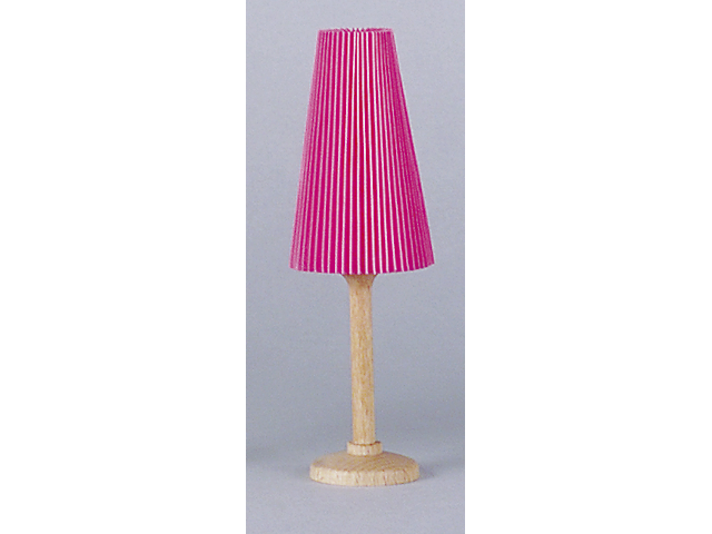 Stehlampe Holzfuss Plisseschirm rosa