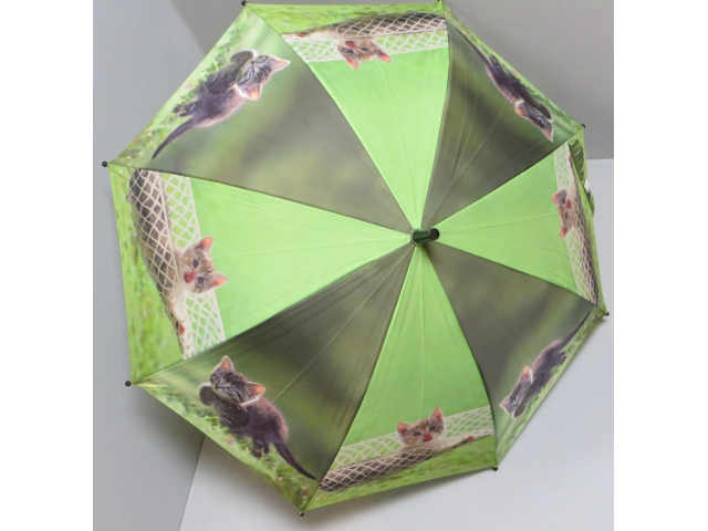 Kinderschirm gross Katze grün