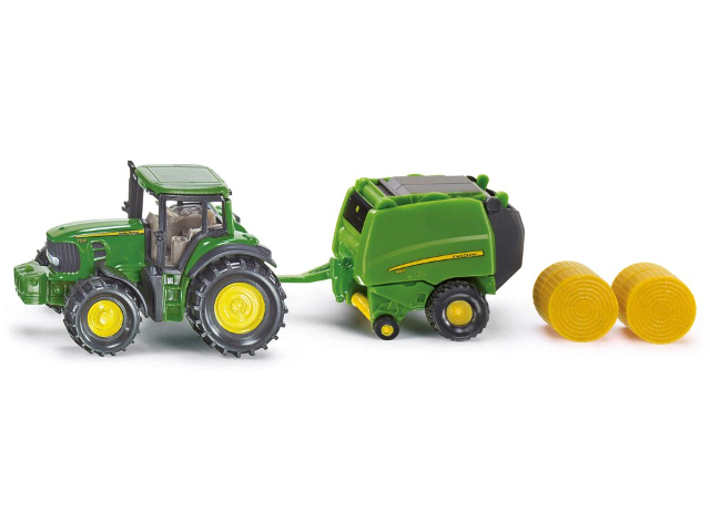 John Deere mit Ballenpresse