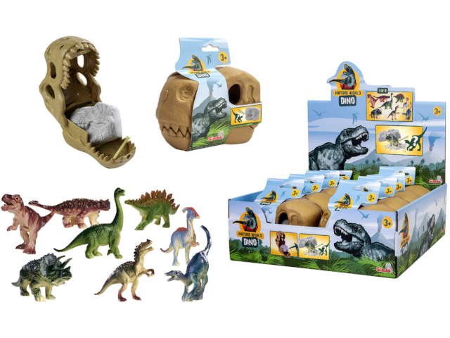 T-Rex Schädel mit Dino assortiert