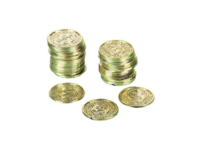 72 Goldmünzen Pirat in Beutel