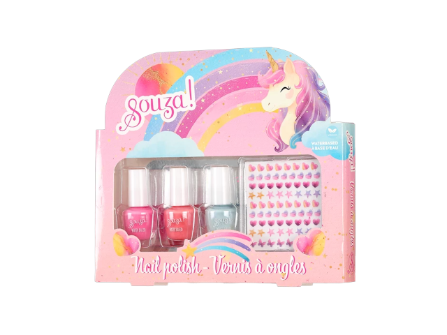 Set Nagellack + Nagelsticker Einhorn