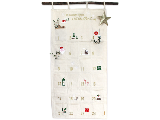 Adventskalender Wandteppich beige & gold Set Nr 34