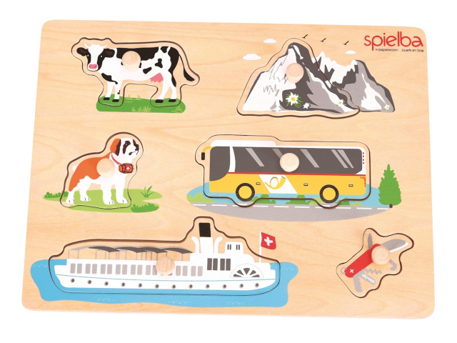 Spielba Puzzle Schweiz 6-teilig mit Griffli