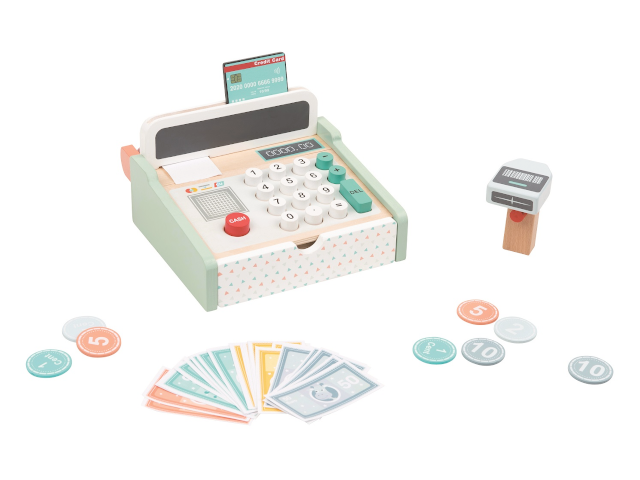 Spielba Kasse mit Scanner + Holzrechner