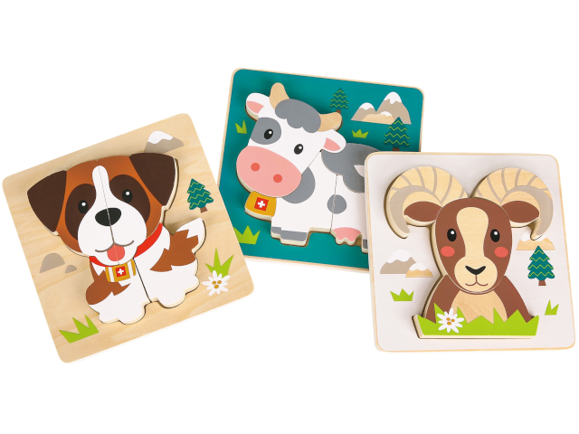 Spielba Puzzle Schweizer Tiere 3er Set
