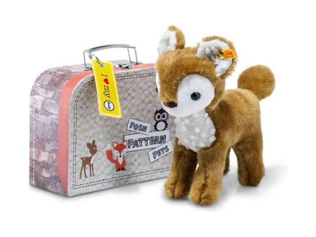 Reh Darlin im Koffer braun/weiss 23cm