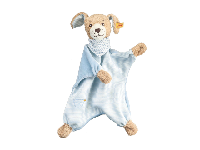 Gute-Nacht-Hund Schmusetuch, blau, 30 cm