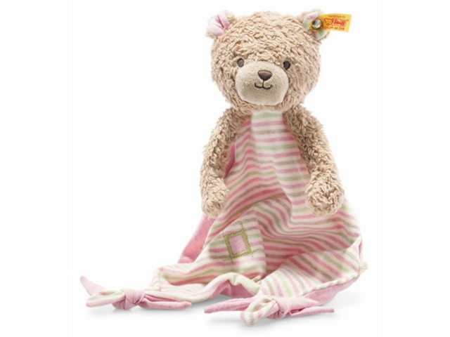 Rosy Teddybär Schmusetuch hellbraun/rosa 28cm