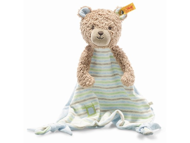 Rudy Teddybär Schmusetuch hellbraun/blau 28cm