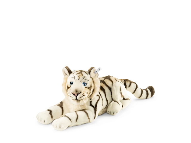 Bharat, der weisse Tiger, liegend, 45cm
