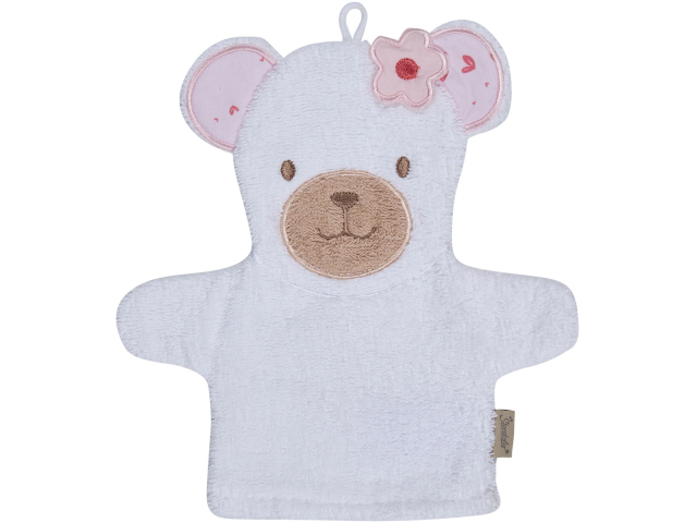 Bär Betty Waschhandschuh weiss