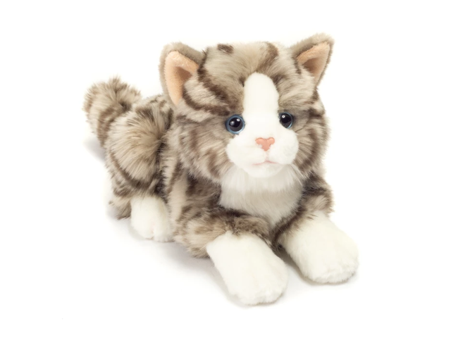 Katze liegend grau 20 cm