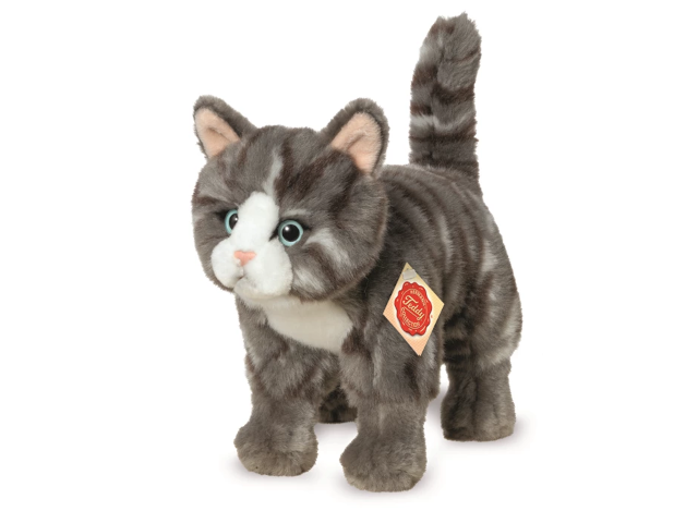 Katze stehend grau getigert 20 cm