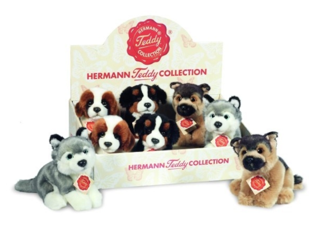 Hund sitzend 4-fach sort. 15 cm
